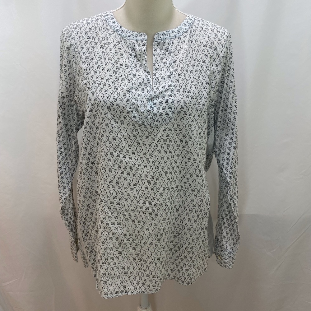 J. Crew White Printed Long-Sleeve Tunic